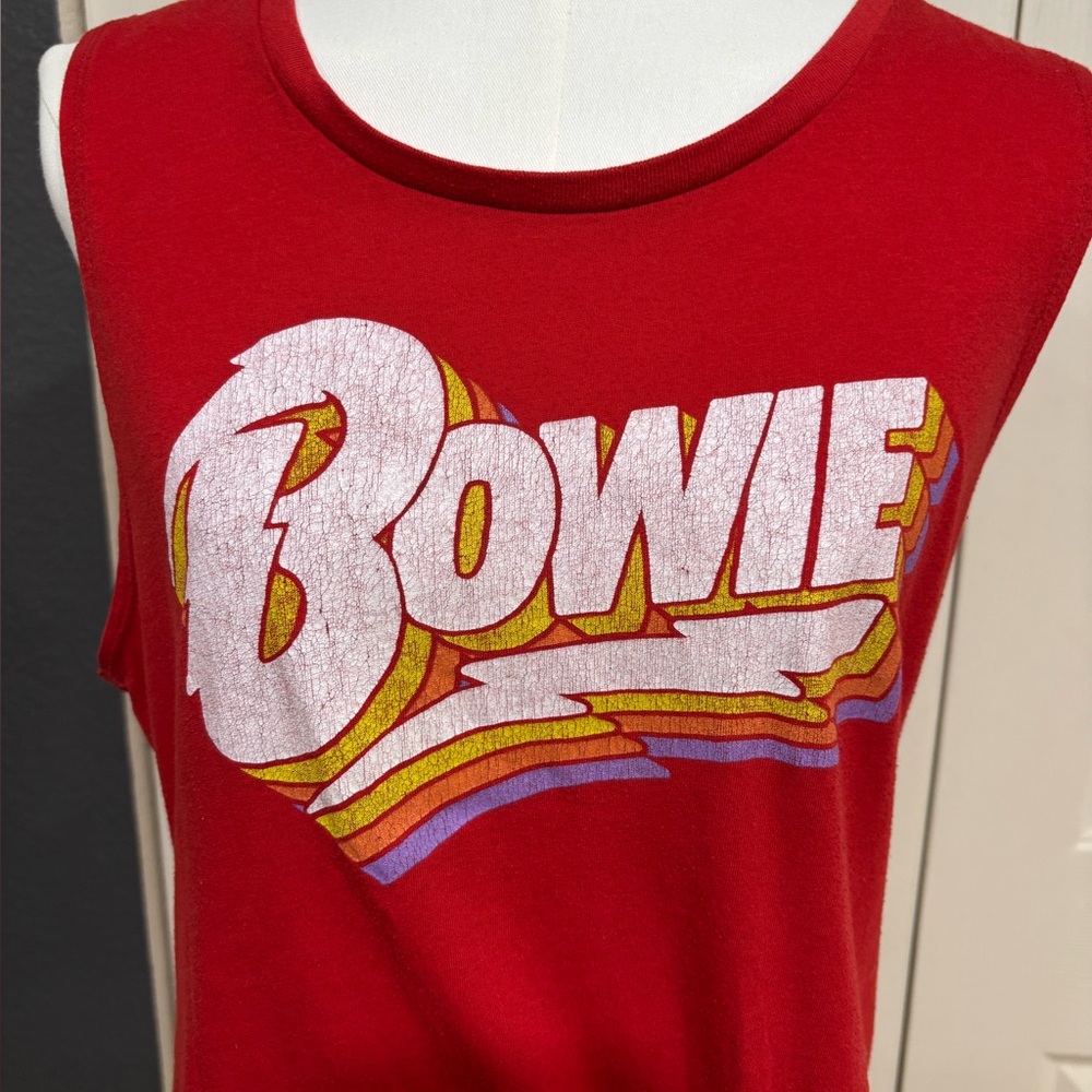⚡️BOWIE Red Graphic Sleeveless/Muscle Tank/T-shirt, screen print - Picture 2 of 11